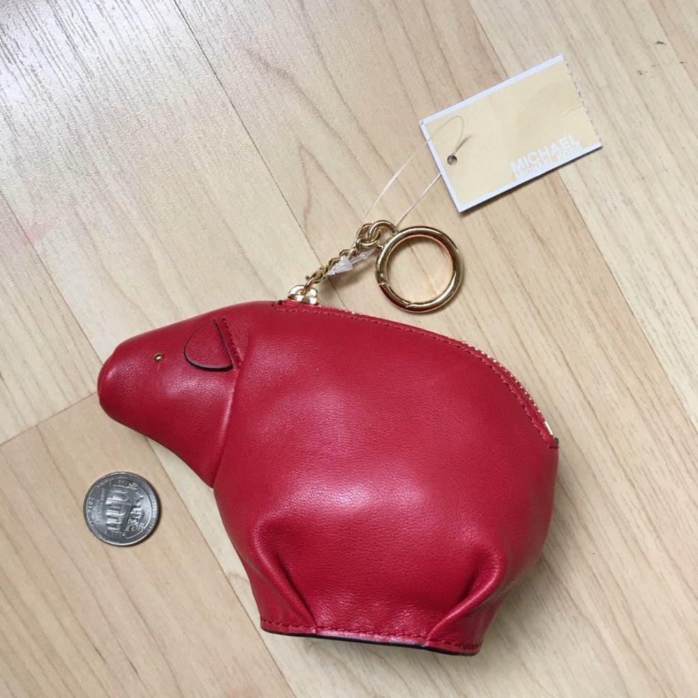 Michael Kors little red leather piggy coin purse!